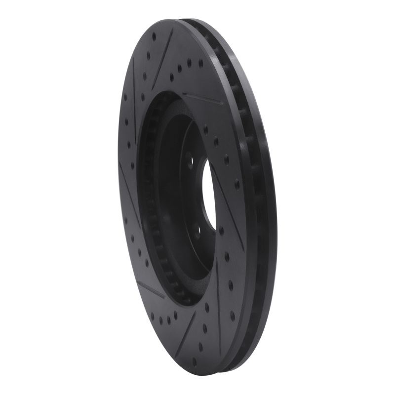 Chrysler PT Cruiser Brake Rotor (1) - Front Right - R1 Concepts - Drilled & Slotted - Black - `01-`10